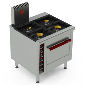 Плита газовая V01579 , 4 горелки, шкаф духовой GN2/1 CHARVET